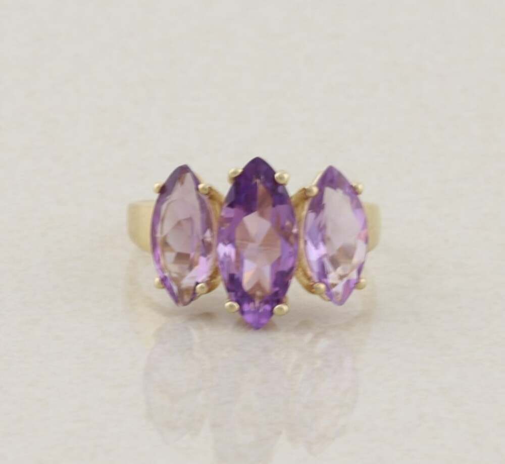 18k Gold Over Sterling Silver Natural Amethyst Ring Size 10 1/2